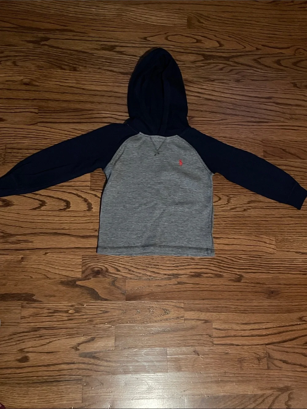 Ralph Lauren Hooded Raglan Sweatshirt - Navy & Gray